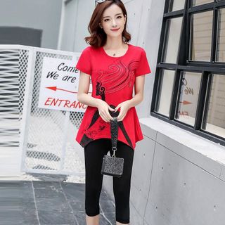 Set bộ lửng đỏ cô gái tóc bay form dài