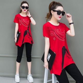 Set bộ lửng trắng cô gái form dài áo cách điệu