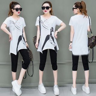 Set bộ lửng đỏ cô gái form dài áo cách điệu