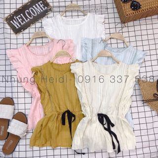 Áo sô cánh tiên Tay cánh tiên xinh iu lắm lun Eo có bo thun cột nơ form peplum