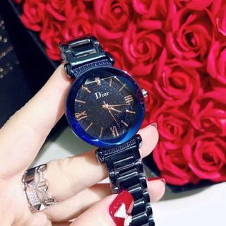 đồng hồ 34mm màu xanh và tím