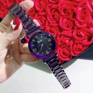 đồng hồ 34mm màu xanh và tím