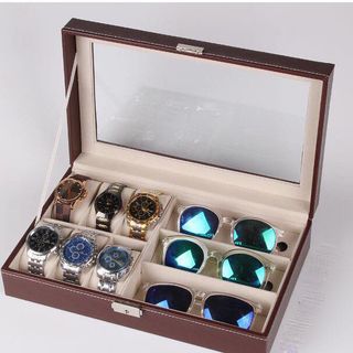 Hộp đựng đồng hồ mắt kính nâu