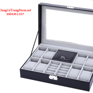 Hộp đựng đồng hồ 8 chiếc và 3 ngăn trang sức