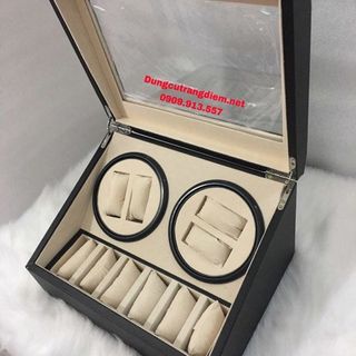 Hộp đựng đồng hồ cơ da 4 xoay 6 trưng bày