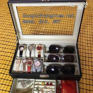 Hộp đựng đồng hồ mắt kính và trang sức 2 tầng