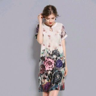 ĐẦM SUÔNG SILK LỤA IN HOA