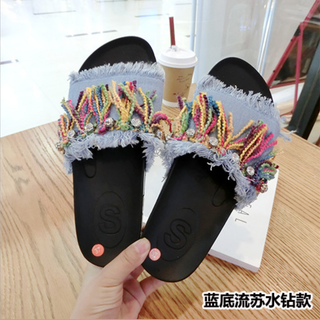 dép tua rua jean độc đáo
