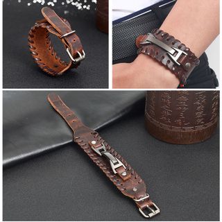 XCJ0339 Vòng tay chất liệu 100 da thật kiểu dáng cổ điển cho nam và nữ