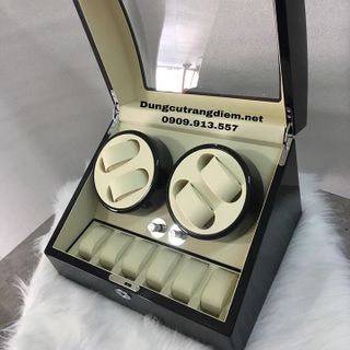 Hộp đựng đồng hồ cơ gỗ 4 xoay 6 trưng bày kem