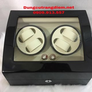 Hộp đựng đồng hồ cơ gỗ 4 xoay 6 trưng bày kem