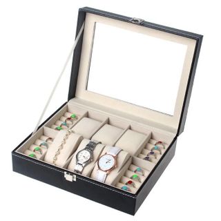 Hộp đựng đồng hồ 6 Chiếc và 4 ngăn trang sức