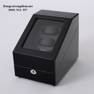 Hộp đựng đồng hồ cơ gỗ 2 xoay 3 trưng bày đen