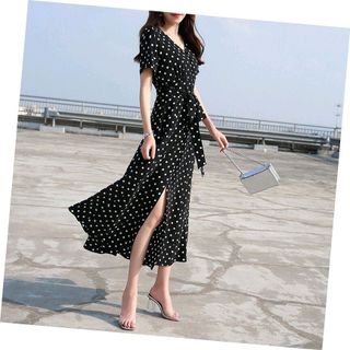 ĐẦM MAXI CHẤM BI TAY CON