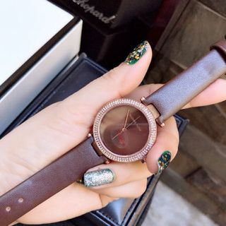 đồng hồ dây da nữ kính saphire