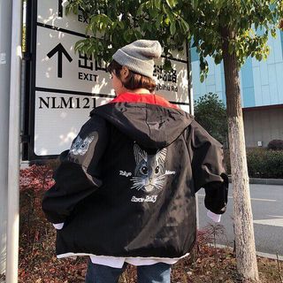 Áo khoác dù in hình mèo xinh xắn