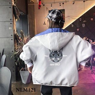 Áo khoác dù in hình mèo xinh xắn