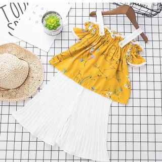 Set voan trễ vai cách điệu cho bé gái