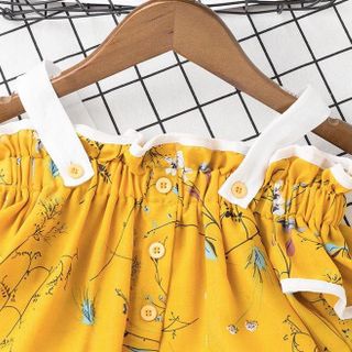 Set voan trễ vai cách điệu cho bé gái