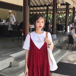 set áo trắng yếm đỏ