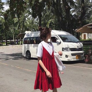 set áo trắng yếm đỏ