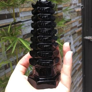 Tháp văn xương thạch anh đen 16 cm - MSP 760