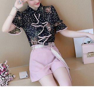 SET BỘ ÁO CHẤM BI QUẦN SHORT KÈM BELT