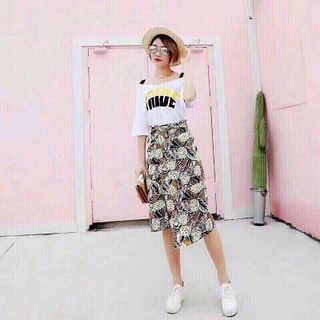SET ĐẦM THUN PHỐI VÁY HOA