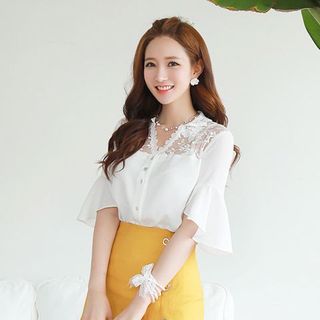 ÁO SƠ MI PHỐI REN TAY LOE