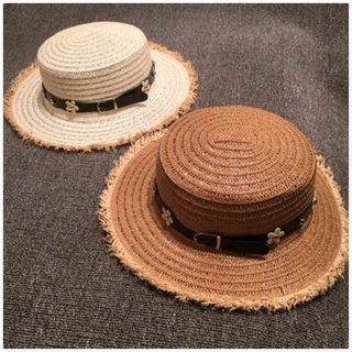 nón rơm phối viền hoa da NON03