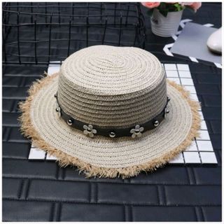 nón rơm phối viền hoa da NON03