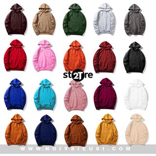 ÁO KHOÁC NỈ BÔNG HOODIE TRƠN UNISEX NÓN 2 LỚP XỎ NGÓN 20 GAM MÀU