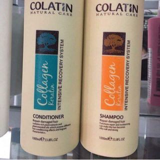 Cặp dầu gội xả Colatin 500ml dưỡng chất tơ tằm tái tạo cấu trúc tóc