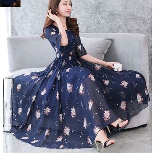 ĐẦM MAXI XÒE TAY LOE