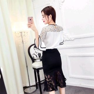 SET ÁO PHỐI REN BÈOCHÂN VÁY ĐUÔI CÁ PHỐI REN