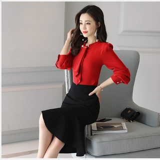 Set váy ống kèm áo cách điệu M L XL - HT1801 - DS