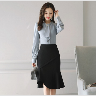 Set váy ống kèm áo cách điệu M L XL - HT1801 - DS