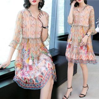 ĐẦM VOAN SUÔNG HỌA TIẾT NHẸ NHÀNG