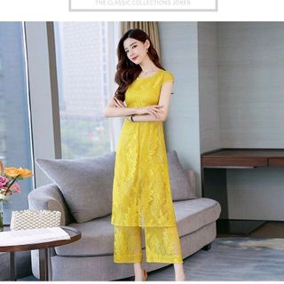 SÉT REN ÁO DÀI XẺ TÀ CÁCH ĐIỆU QUẦN DÀI ỐNG RỘNG