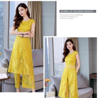 SÉT REN ÁO DÀI XẺ TÀ CÁCH ĐIỆU QUẦN DÀI ỐNG RỘNG