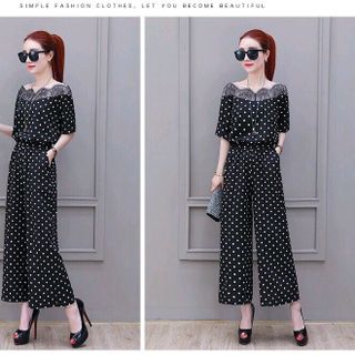 Jumsuit Chấm Phối Ren