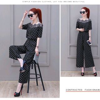 Jumsuit Chấm Phối Ren