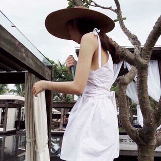 Đầm dây buộc cúc bọc