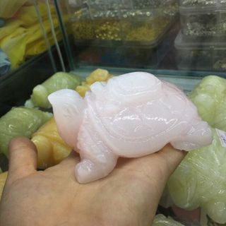Rùa cõng con thạch anh hồng 12 cm - MSP 776