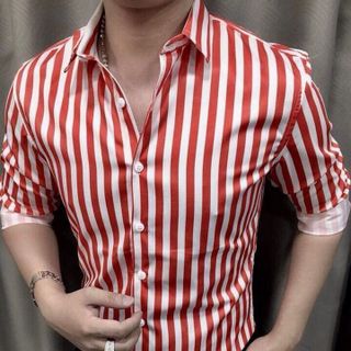 ÁO SƠ MI KA TÊ LỤA SỌC ĐỨNG