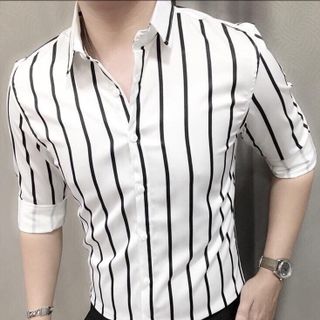 ÁO SƠ MI KA TÊ LỤA SỌC ĐỨNG