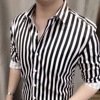 ÁO SƠ MI KA TÊ LỤA SỌC ĐỨNG