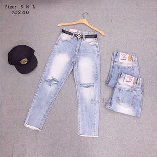 QUẦN BAGGY JEAN RÁCH HAI ĐƯỜNG