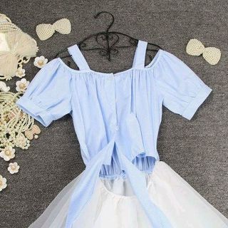 SET ÁO RỚT VAI CHÂN VÁY PHỒNG