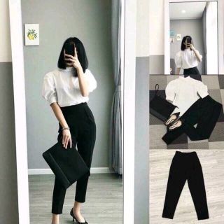 Quần baggy vải sạn cạp chun